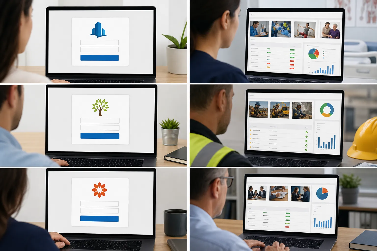 Two portal screens comparing surface-level branding versus functional portal control with role-based access and separate course catalogs